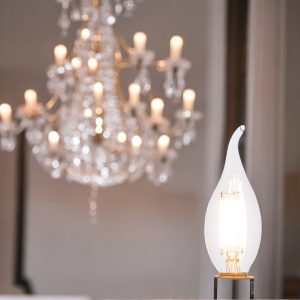 Foco led C35 base E12 4W 400LM 2700K vidrio transparente