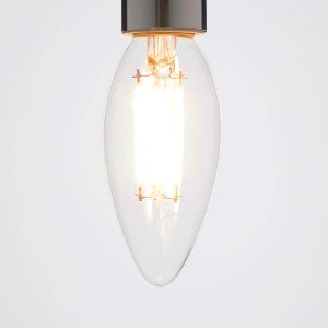 Foco LED vela filamento E14 4W 2700K vidrio transparente