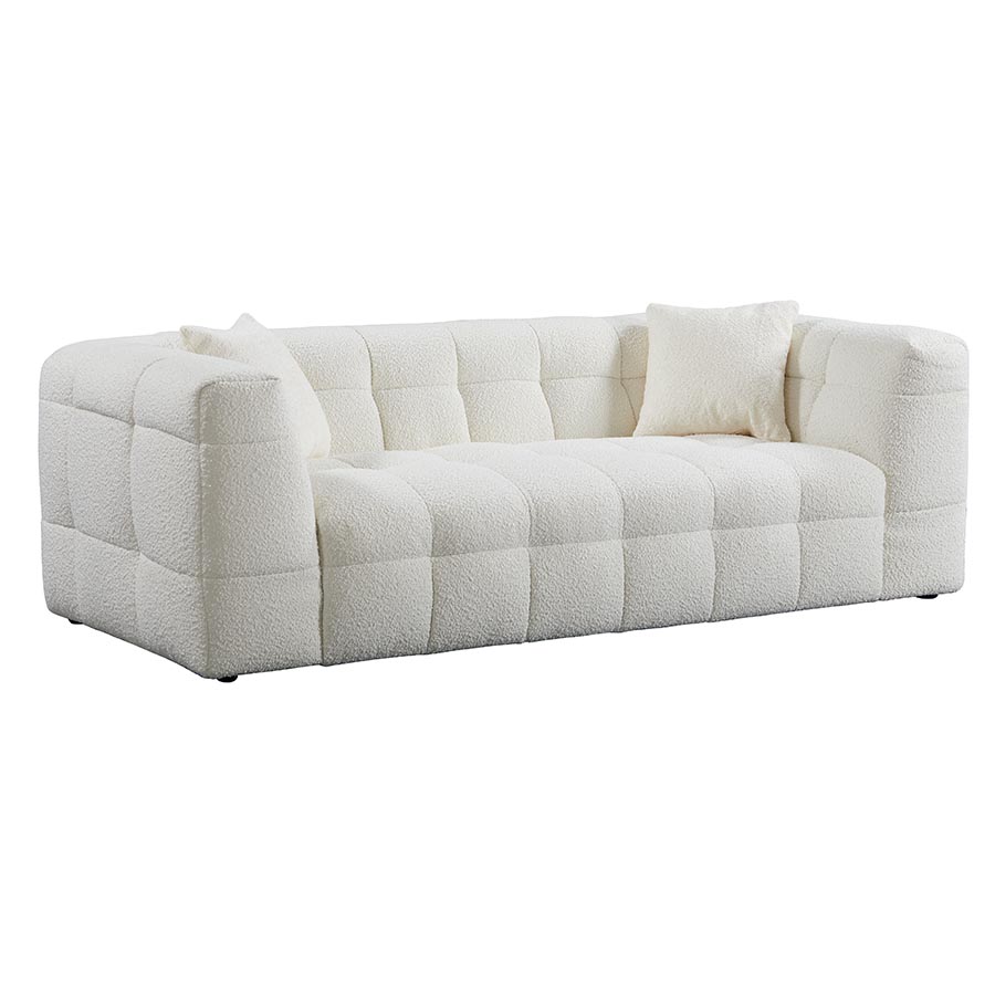 Sofá de 3 puestos Burano en bouclé blanco
