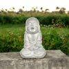 Estatua Buda Cantando fibra mineral beige 20x30cm