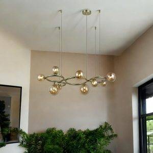 Lámpara colgante 9xG9 Jazmin brass vidrio ambar