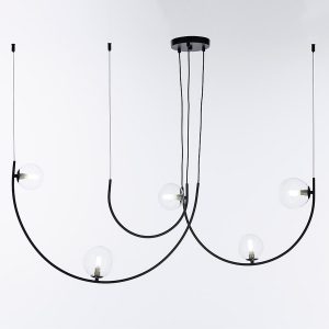 Lámpara colgante 5xG9 Peris negra vidrio clear