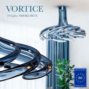 Chandelier de techo 10xG9 Vortice de cristal de Bohemia azul