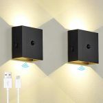 Lámpara led de pared recargable up&down negra luz cálida