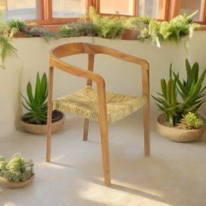 silla boho japandi de madera