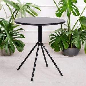 Mesa de comedor de exterior redonda Ø70 de aluminio negro