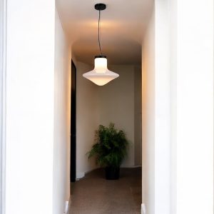 Lampara colgante E27 Coco vidrio blanco