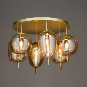 Lampara de tumbado 6xE14 Kaori gold/ambar