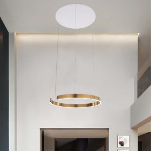 Lámpara led colgante Occhio gold con luz calida 28W