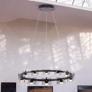 Lámpara LED colgante redonda Milan smoke 48W con luz calida