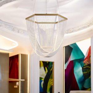 Lámpara LED colgante Kaori 55 gold luz cálida