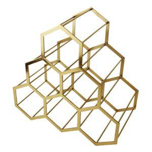 Portavinos Bee metalico dorado 35x34cm