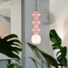 Lámpara colgante E14 Elise ceramica rosada