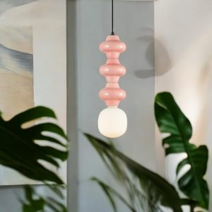 Lámpara colgante E14 Elise ceramica rosada