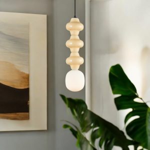 Lámpara colgante E14 Elise ceramica beige