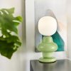 Lámpara de mesa E14 Kyoto de ceramica verde vidrio blanco