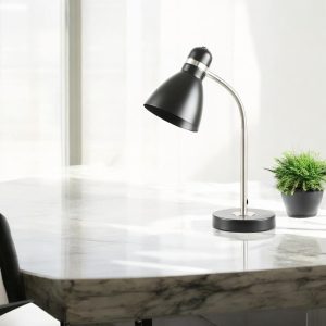 Lámpara de escritorio E27 Surya negra/niquel 41cm