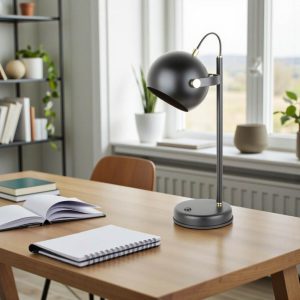 Lámpara de escritorio E27 Norris negra/brass 44cm