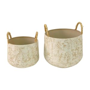 Set x2 portamacetas color beige con textura