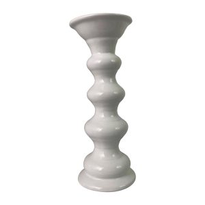 PORTAVELA VEIL DE CERAMICA COLOR BLANCO 10X10X27 CM