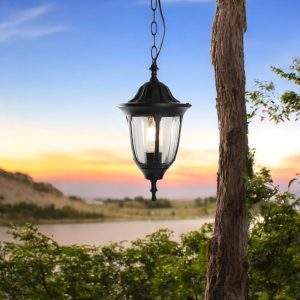 Lámpara colgante farol exterior color negro IP44