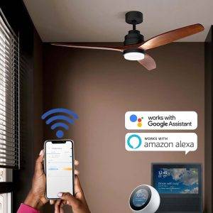 Ventilador Smart Malaga 52" wood/black control y led 3CCT