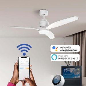 Ventilador Smart Malaga 52" blanco c/control y led 3CCT