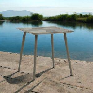 Mesa comedor cuadrada 70x70 de acero color arena