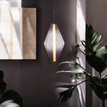 Lámpara LED colgante Rhomboid vidrio smoke luz cálida 12W