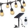 Set de 2 guirnaldas 15 luces c/u c/panel solar y control