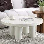 Mesa de centro redonda minimalista Brune blanco