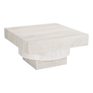 Mesa de centro cuadrada Trani de madera de mango natural