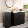 Consola Omar base madera estriada negra  top de marmol