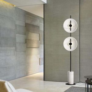 Lámpara LED pedestal Tairy base marmol luz cálida 8W 160cm