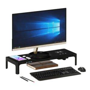 Estante para monitor con puertos USB y cargador inalambrico