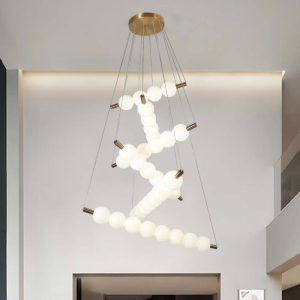 Lámpara LED doble altura Forms brass/white  luz cálida 48W