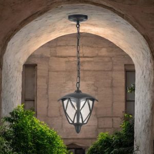 Farol colgante E27 Trixie de plástico negro IP44
