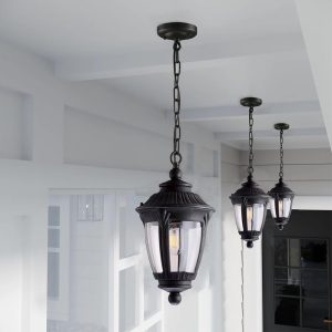 Farol colgante E27 Torch de plástico negro IP44