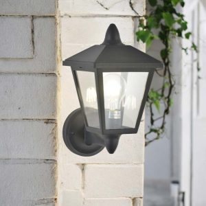 Farol de pared E27 Aether de plástico negro IP44