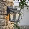 Farol de pared E27 Nova de aluminio negro IP44