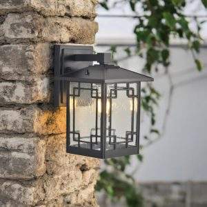 Farol de pared E27 Nova de aluminio negro IP44