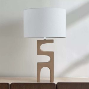 Lámpara de mesa E27 Sienna 58 base resina café pantalla tela