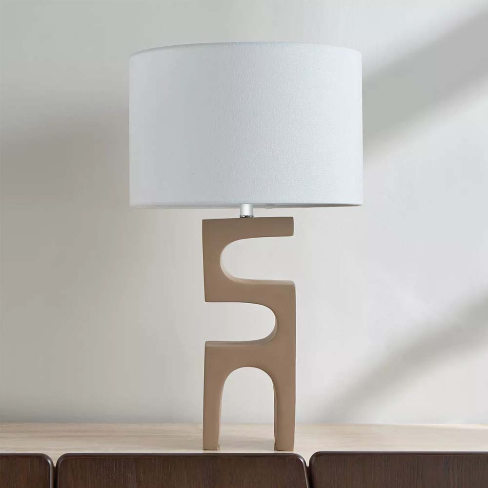 Lámpara de mesa E27 Sienna 58 base resina café pantalla tela