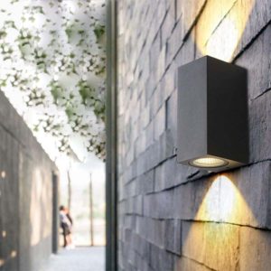Aplique de pared 2xGU10 up&down cuadrado negro IP65