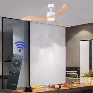 Ventilador Aura 52" blanco/maple con control y led 15W 3CCT