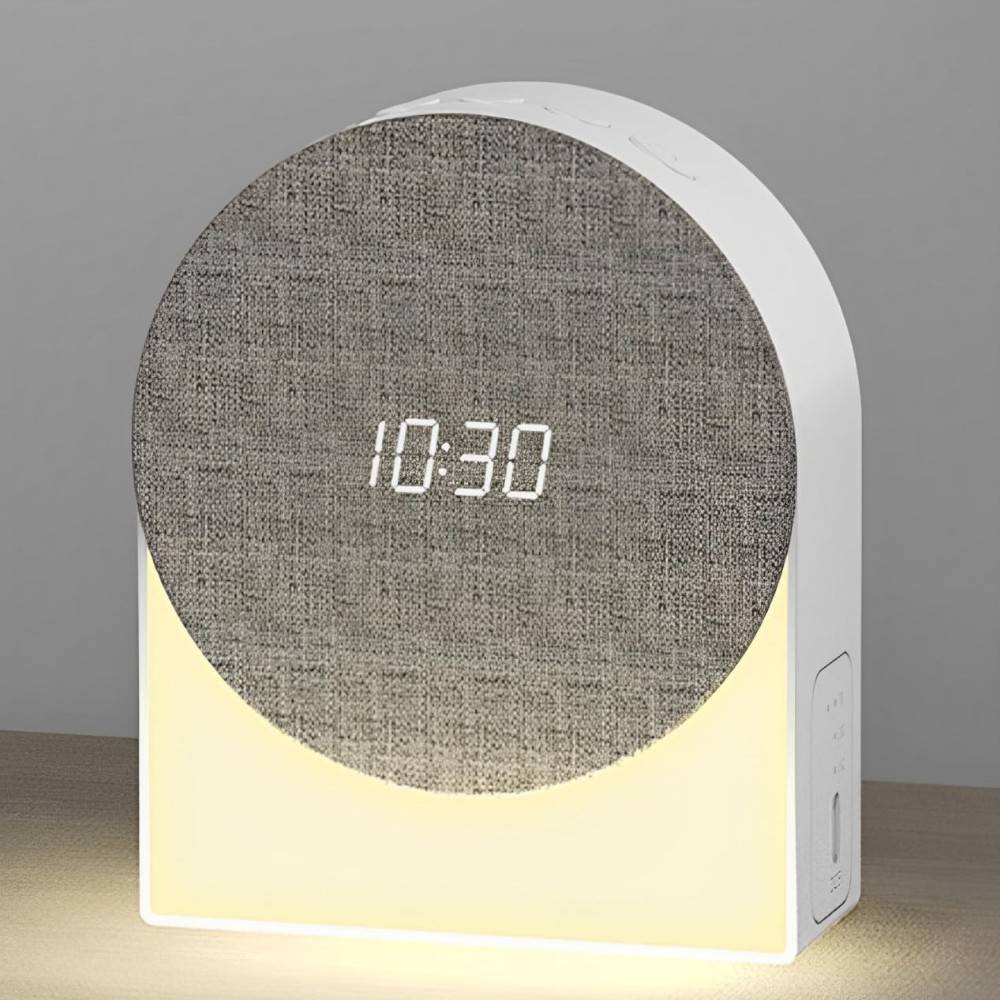 Reloj despertador digital 4 en 1 + máquina de ruido blanco + altavoz Bluetooth + luz nocturna, lámpara de noche con despertador