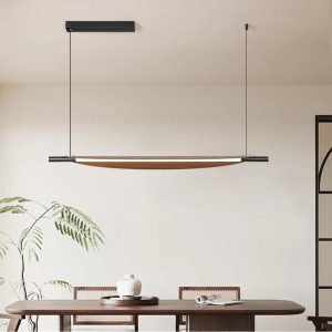Lámpara LED colgante Kanoa black/walnut luz calida 12W