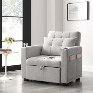 Sofá cama pull out Cloud de tapiz crema