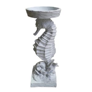 Portavela Caballito de Mar blanco 10x26cm