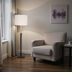 Lámpara de pedestal ajustable Oriana E27 de metal negro